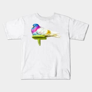 Colorful dove in vintage design Kids T-Shirt